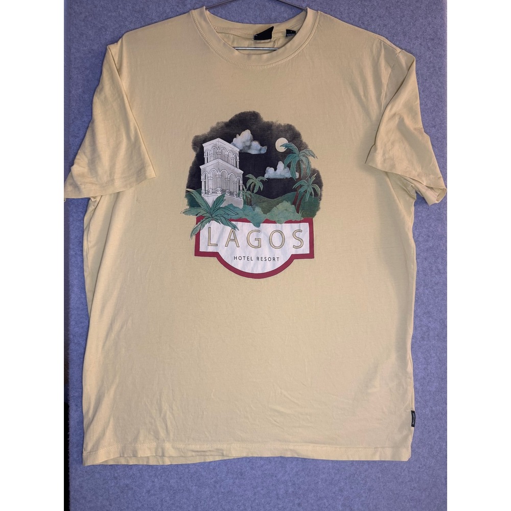Only & Sons Mens Lagos Hotel Resort Graphic T-Shirt Yellow Size Large